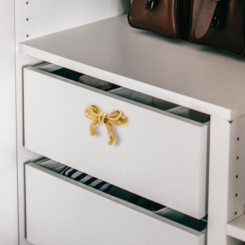 Vintage Brass Bowknot Cabinet Knob Decorative Drawer Pull Handle 0