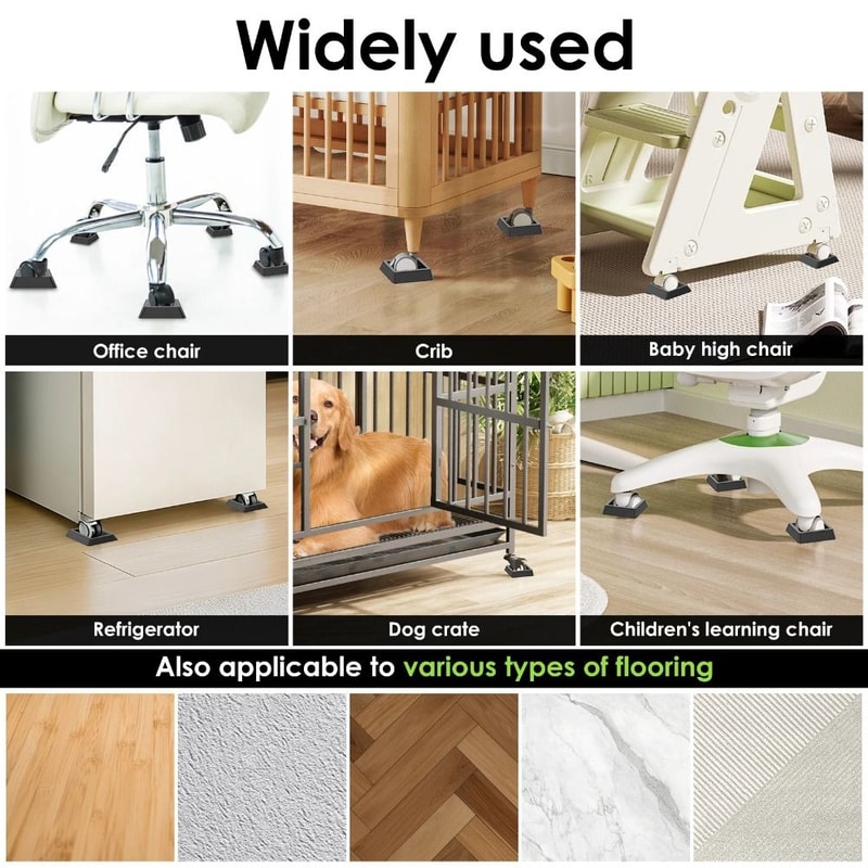 Anti Slip Chair Wheel Stoppers Floor Protectors Set For Hardwood And Tile 2