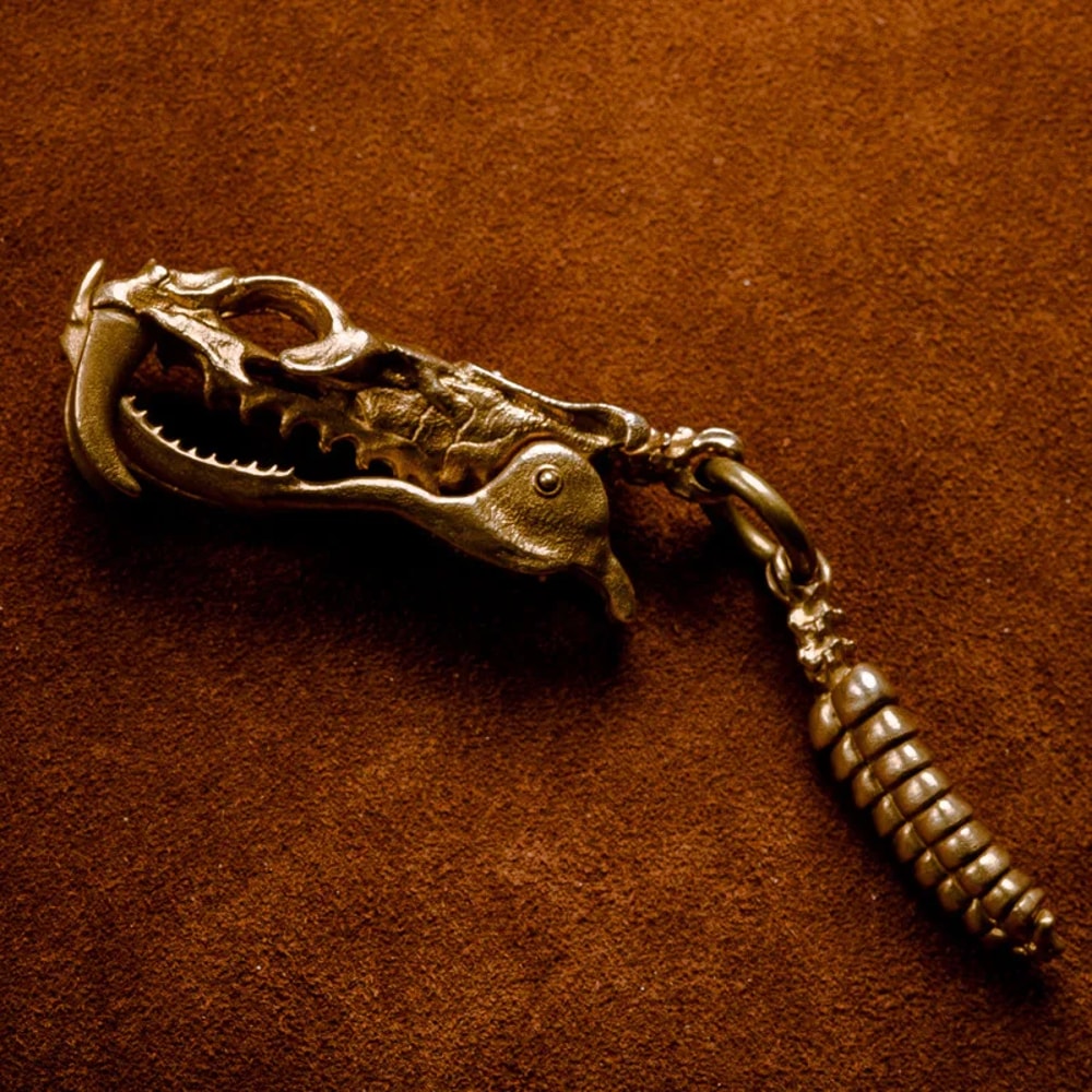 Vintage Copper Snake Keychain Pendant Retro Tail Charm Accessory 0