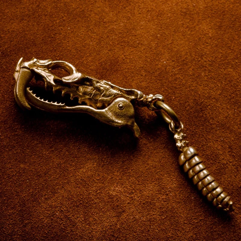 Vintage Copper Snake Keychain Pendant Retro Tail Charm Accessory 0