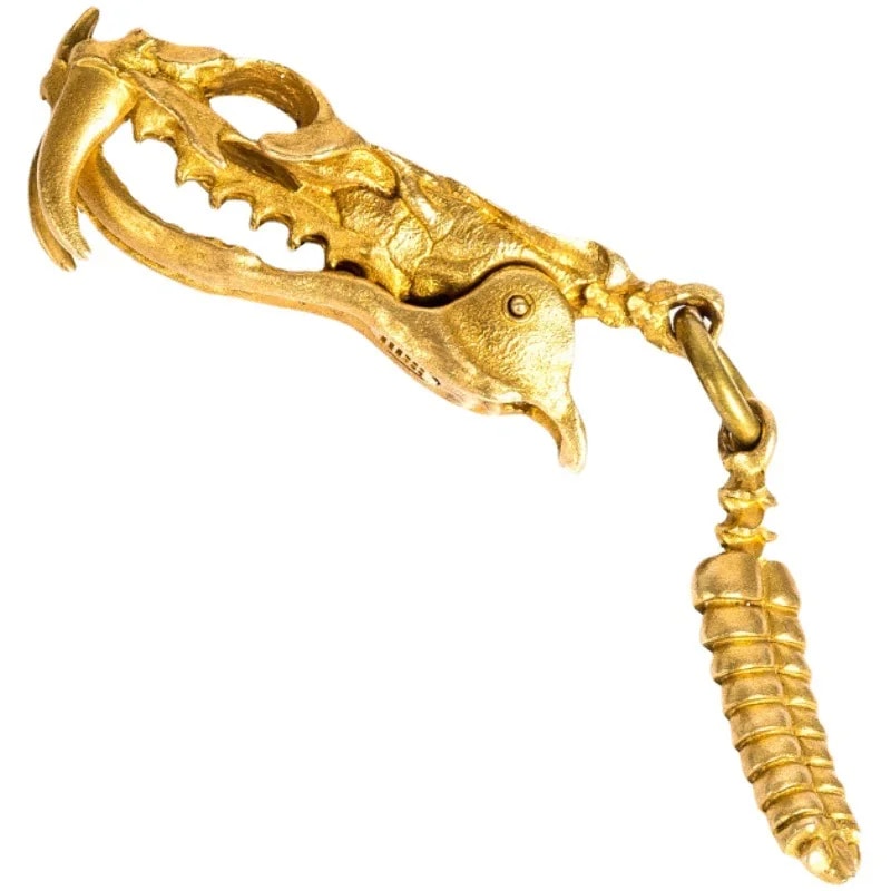 Vintage Copper Snake Keychain Pendant Retro Tail Charm Accessory 4