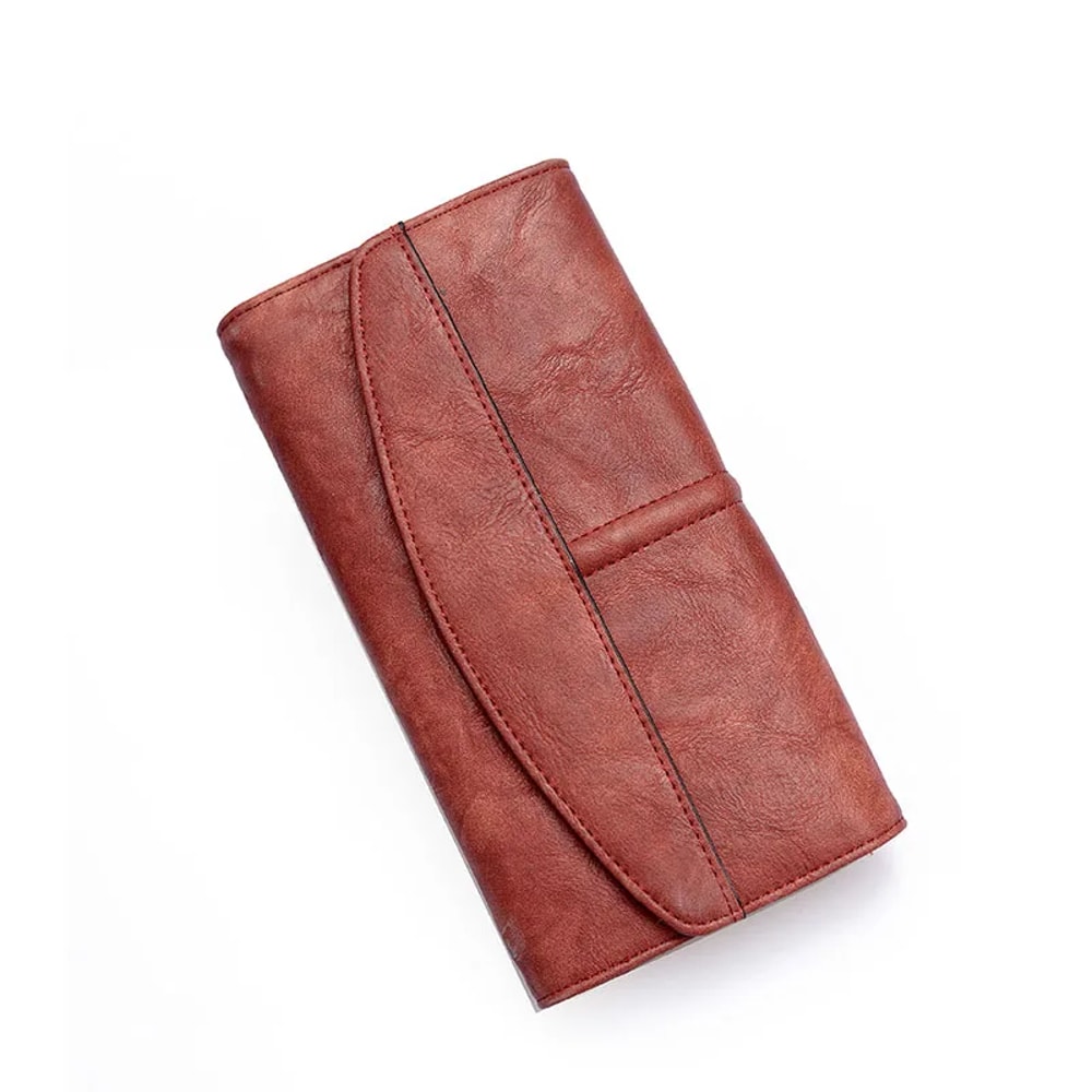 Vintage Trifold PU Leather Women Long Wallet With Phone Holder Card Organizer 5