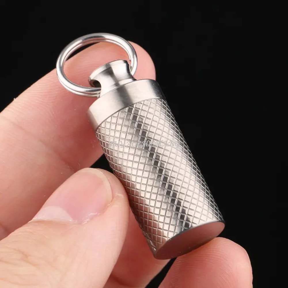 Stainless Steel Mini Pill Case Waterproof Travel Organizer Keychain 5