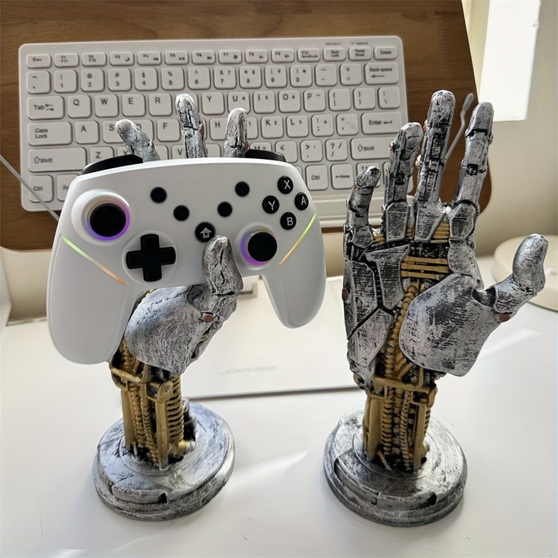 Cyberpunk Robotic Hand Gamepad Holder SciFi Desk Organizer For Controller Phone Keys 1