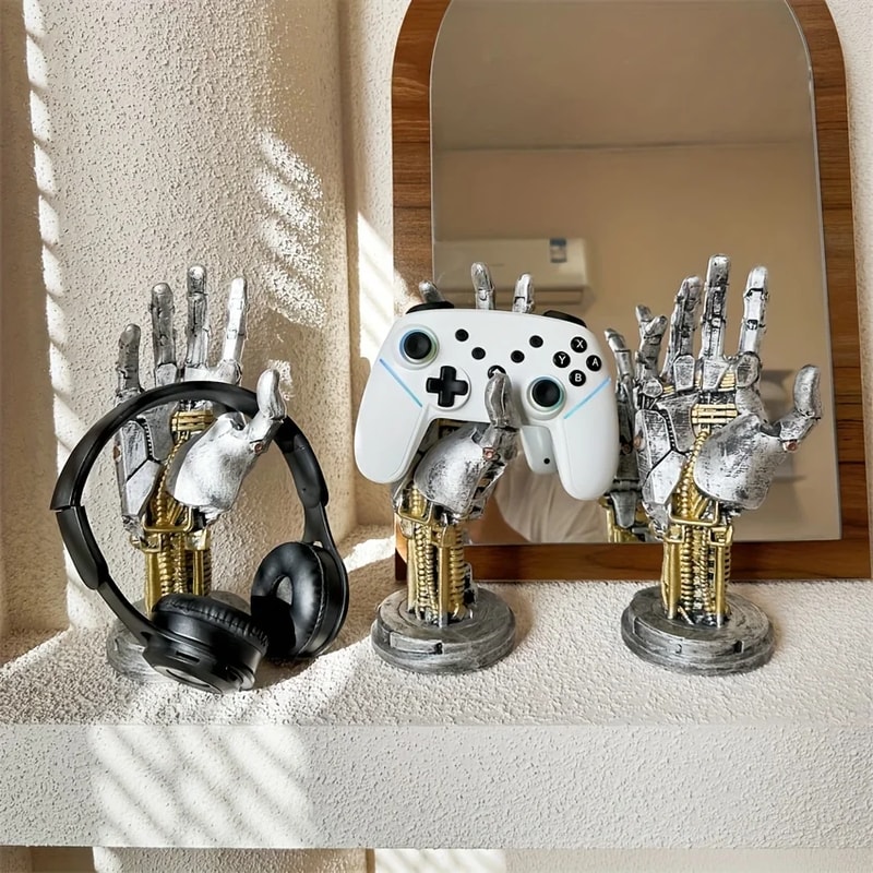 Cyberpunk Robotic Hand Gamepad Holder SciFi Desk Organizer For Controller Phone Keys 4