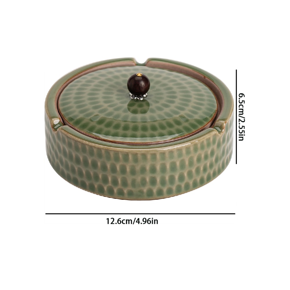 Ceramic Ashtray With Lid Smokeless Decorative Windproof Chinese Style Ashtray 5