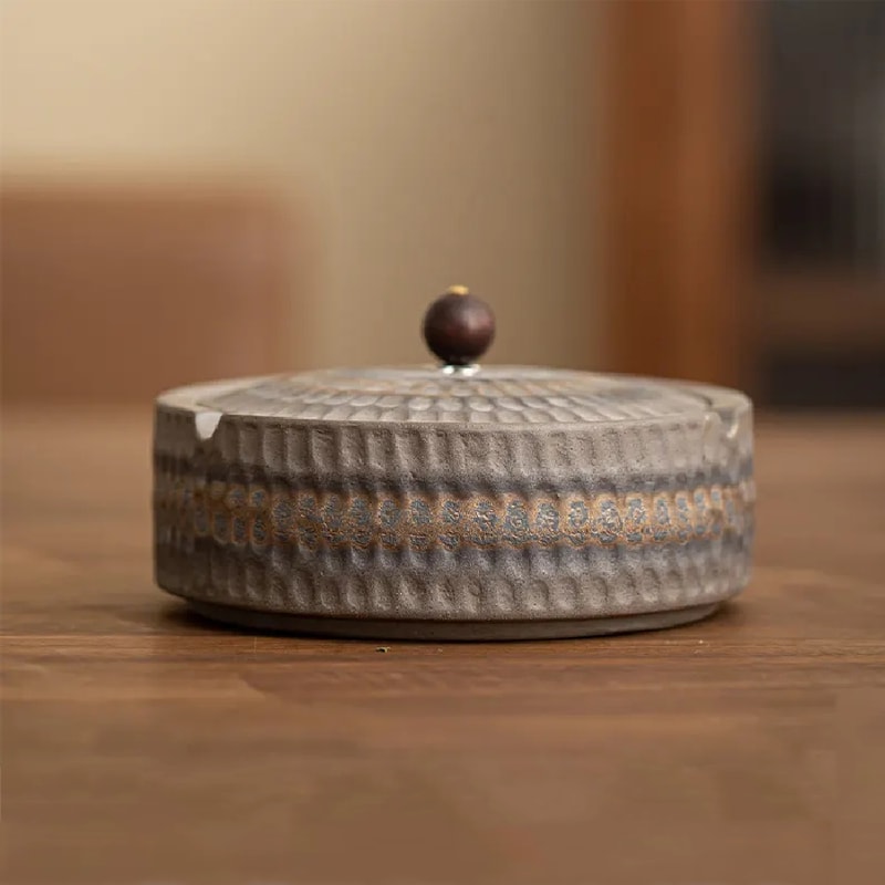 Ceramic Ashtray With Lid Smokeless Decorative Windproof Chinese Style Ashtray 7