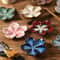 Vintage Flower Shaped Ceramic Sauce Dish Multi Color Mini Decorative Plate