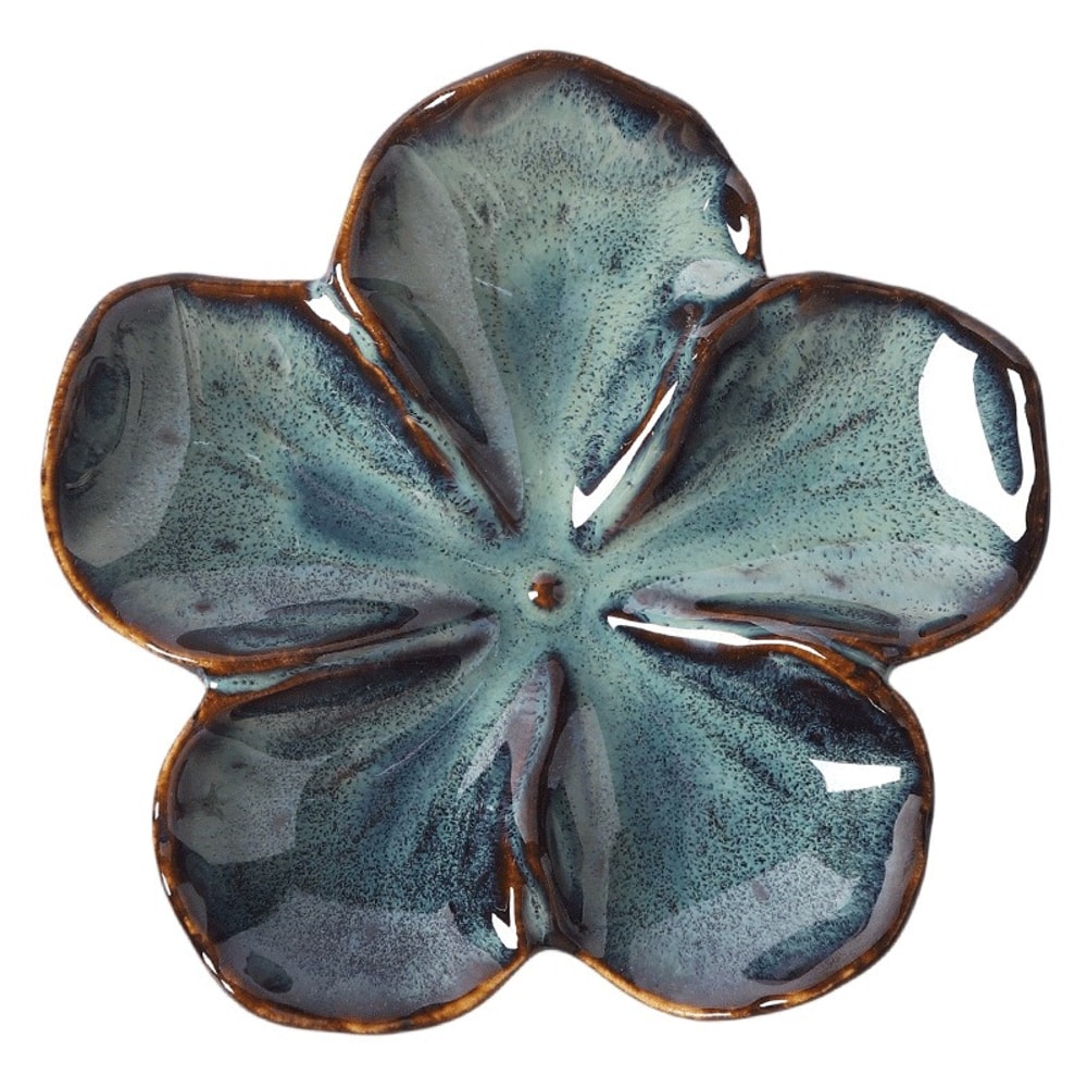 Vintage Flower Shaped Ceramic Sauce Dish Multi Color Mini Decorative Plate