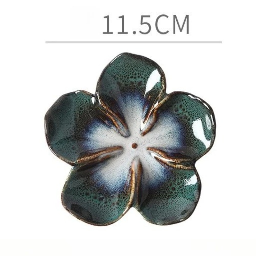 Vintage Flower Shaped Ceramic Sauce Dish Multi Color Mini Decorative Plate