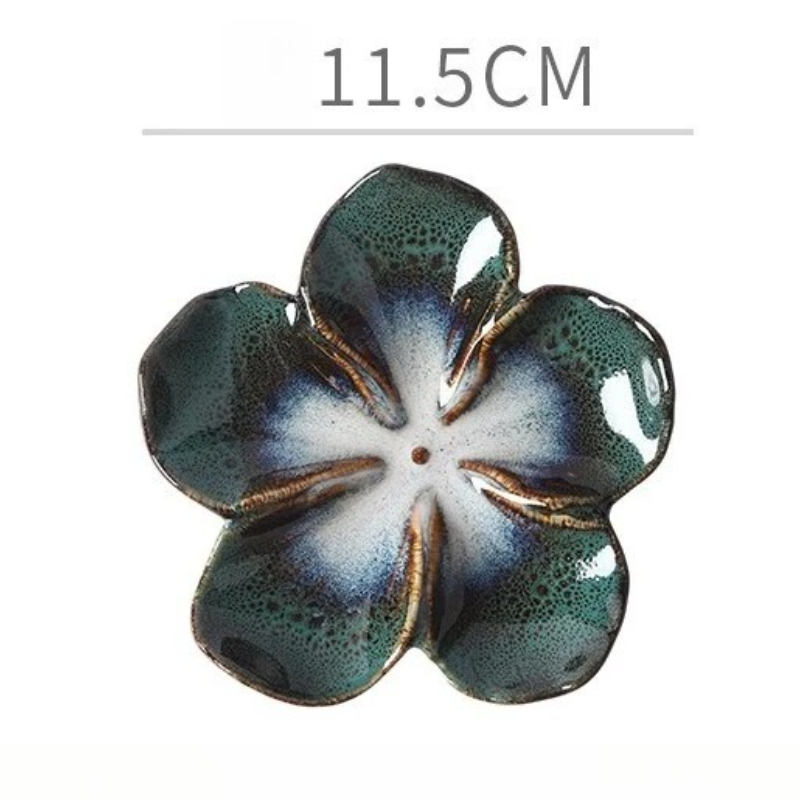 Vintage Flower Shaped Ceramic Sauce Dish Multi Color Mini Decorative Plate