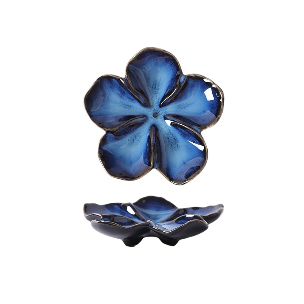 Vintage Flower Shaped Ceramic Sauce Dish Multi Color Mini Decorative Plate