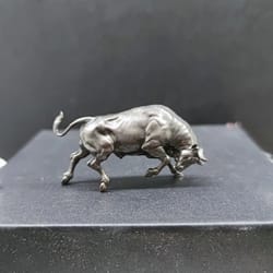 pure copper lucky bull figurine mini wall street bull statue decor for wealth & success