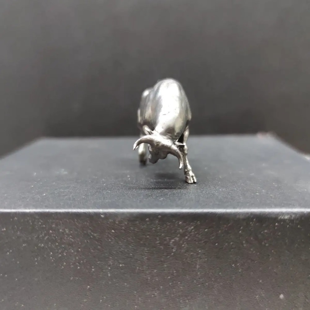 Pure Copper Lucky Bull Figurine Mini Wall Street Bull Statue Decor for Wealth & Success