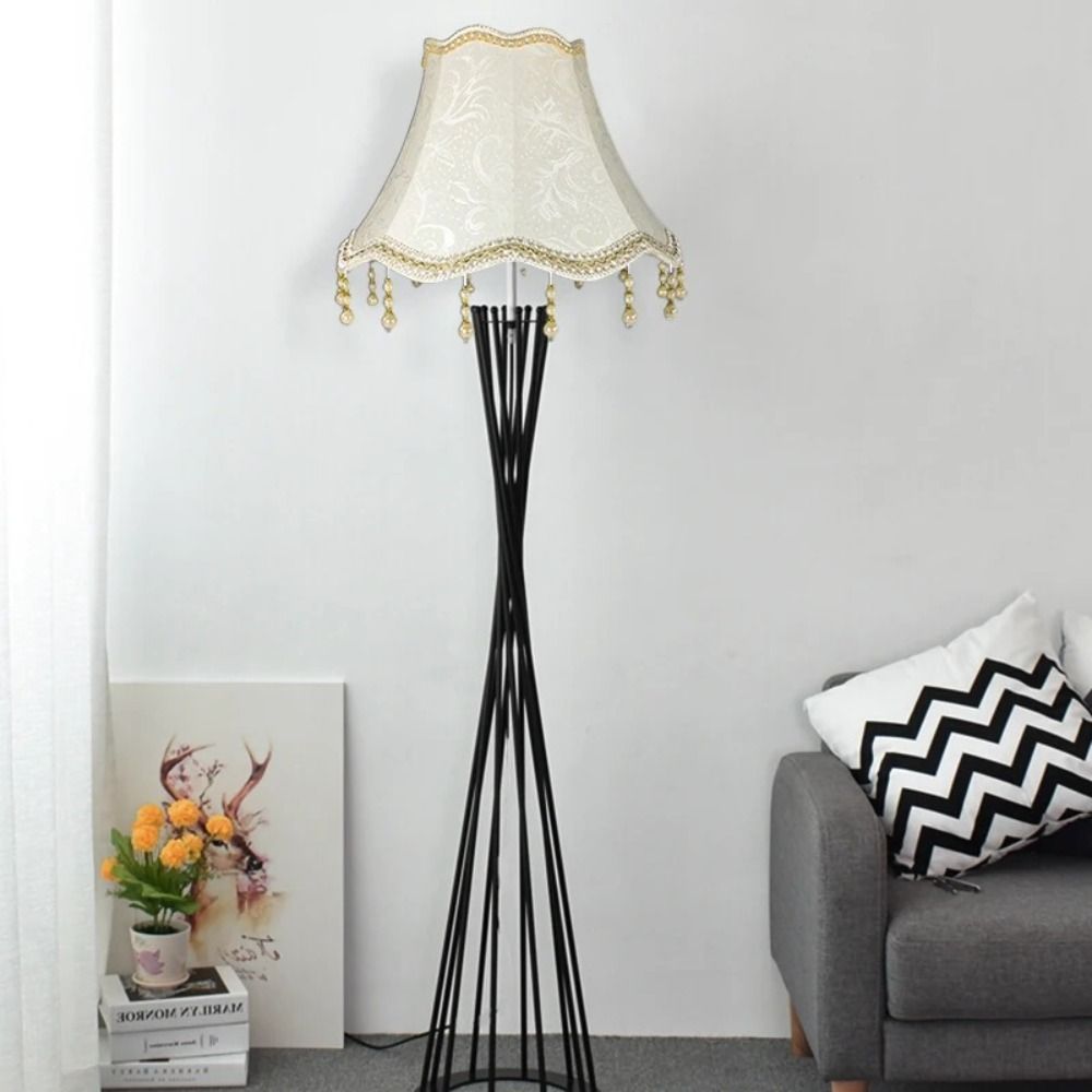 European Pearl Tassel Lampshade Cover For Table Floor Lamp Elegant Fabric Shade 3