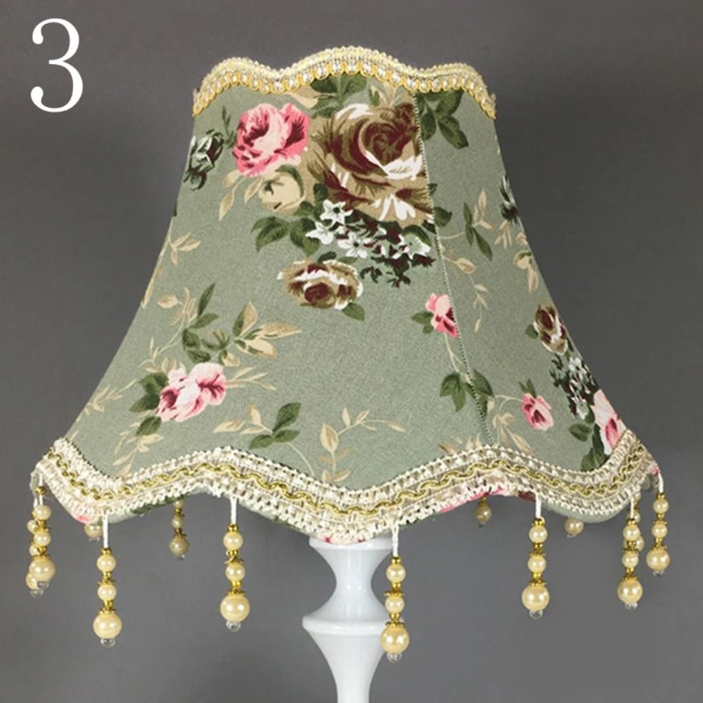 European Pearl Tassel Lampshade Cover For Table Floor Lamp Elegant Fabric Shade 5