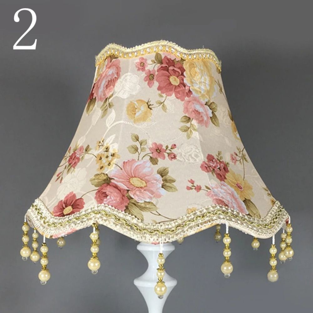 European Pearl Tassel Lampshade Cover For Table Floor Lamp Elegant Fabric Shade 7
