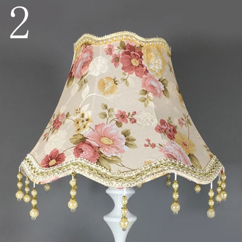 European Pearl Tassel Lampshade Cover For Table Floor Lamp Elegant Fabric Shade 7