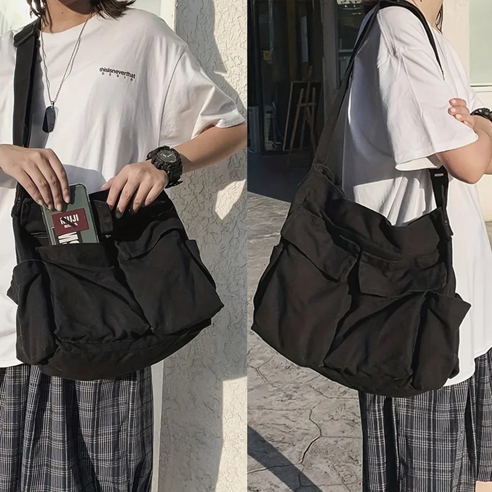 Large Capacity Canvas Messenger Bag For Women Stylish Casual Shoulder Tote 7