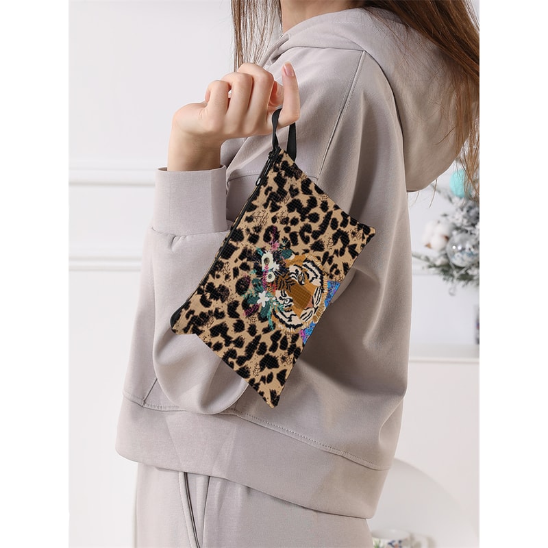 Foldable Leopard Print Shopping Bag Reusable Large Capacity Tote 4