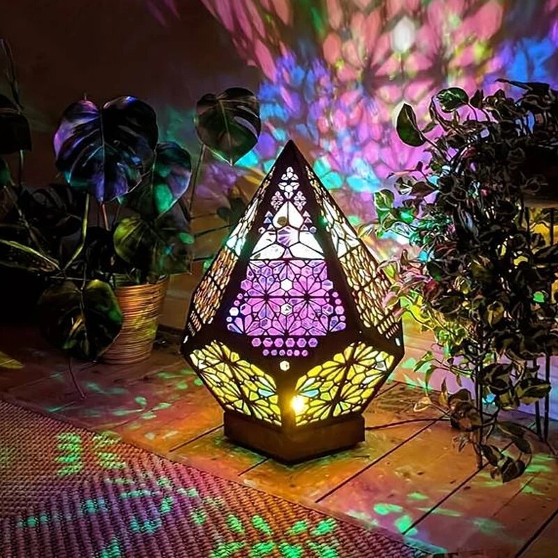 Bohemian Star Projection Lamp Multicolor LED Ambient Night Light for Bedroom Decor