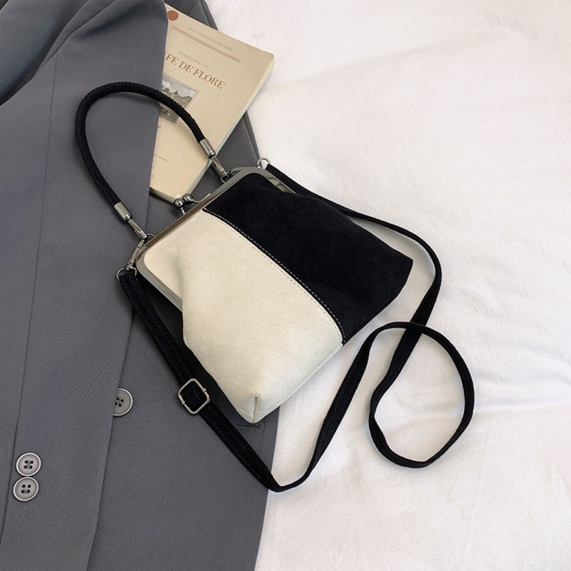 Retro Kiss Lock Clutch Crossbody Leather Bag Large Capacity Vintage Handbag 7