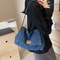 Vintage Denim Tote Bag for Women Large Capacity Shoulder Crossbody Everyday Bag