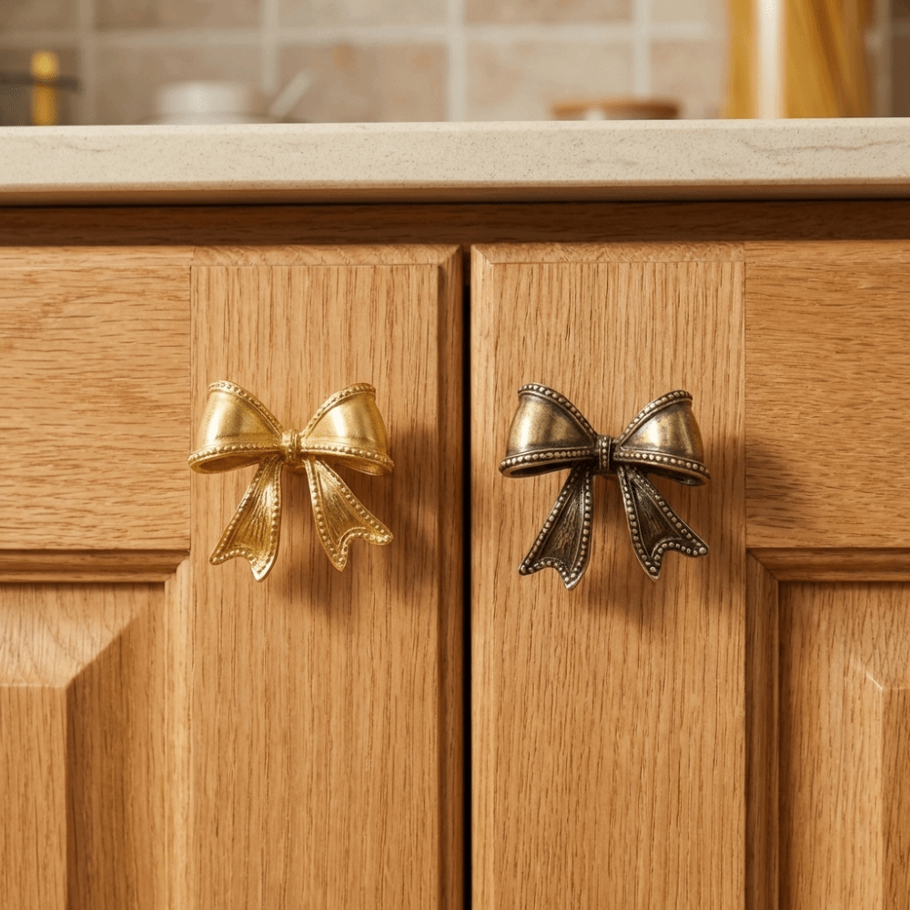 Vintage Bow Tie Brass Cabinet Handles Gold Drawer Pulls for Wardrobes & Cupboards