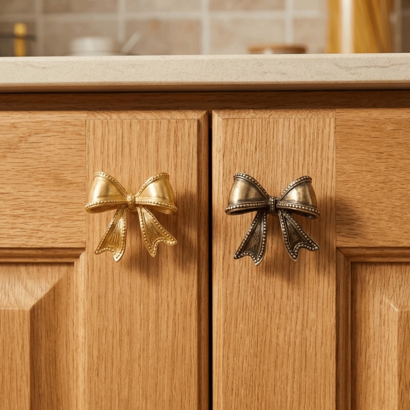Vintage Bow Tie Brass Cabinet Handles Gold Drawer Pulls for Wardrobes & Cupboards