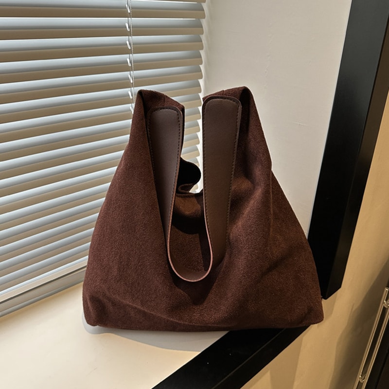 Vintage Suede Tote Bag Large Capacity Shoulder Handbag For Everyday Commuting 1