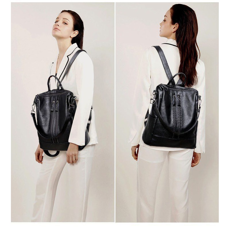 Soft Leather Large Capacity Backpack For Women Casual College Travel Bag 2
