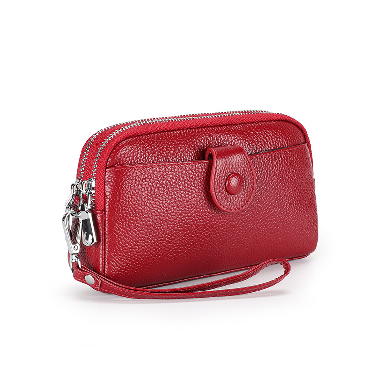 Genuine Leather Wallet Women Clutch Purse With Chain Crossbody Wrist Bag 3