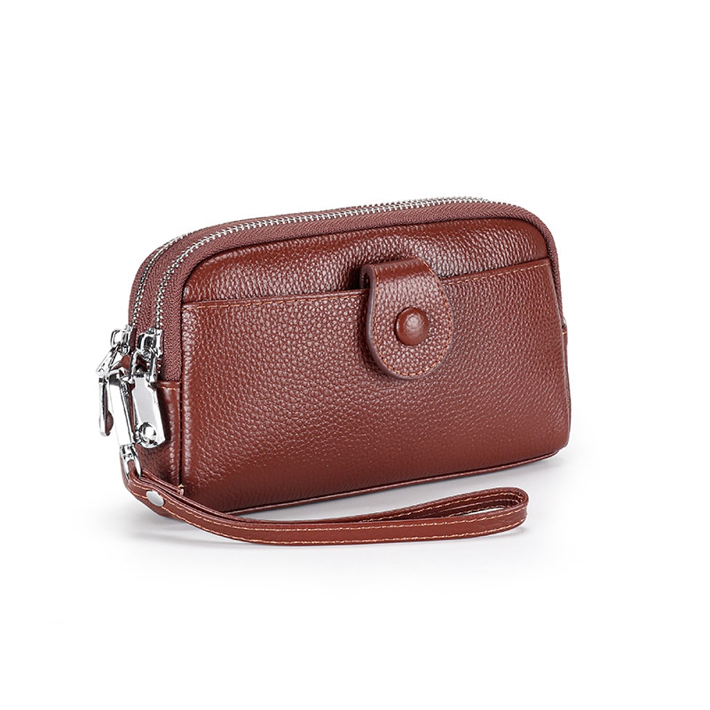 Genuine Leather Wallet Women Clutch Purse With Chain Crossbody Wrist Bag 5