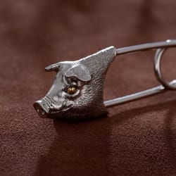 vintage pig head keychain punk animal pendant for bags and keys