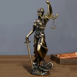 vintage goddess of justice statue retro copper lady justice figurine for home office decor