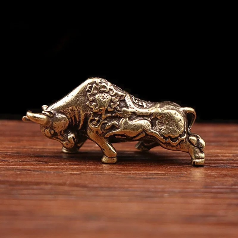 Brass Bull Statue Feng Shui Wealth Attracting Decor For Desk And Home 1