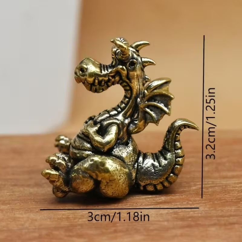Vintage Brass Dragon Figurine Statue For Home Decor Feng Shui Lucky Ornament 1