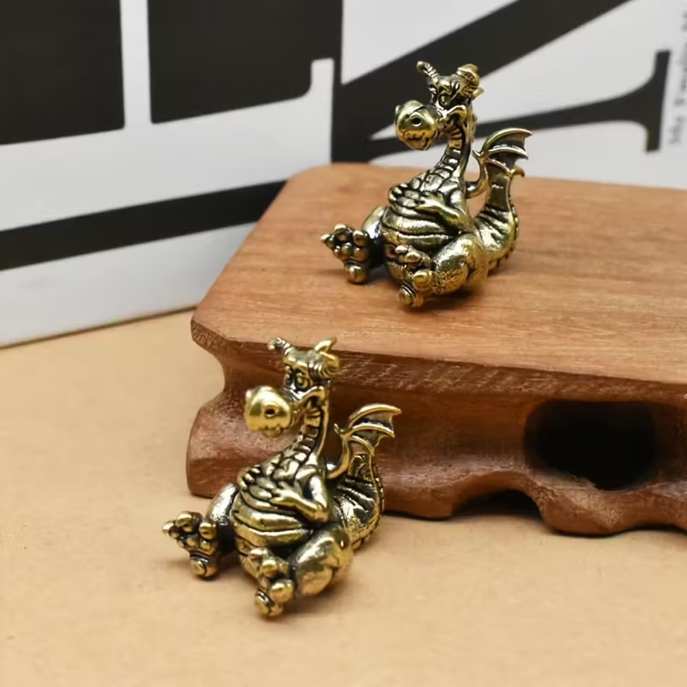 Vintage Brass Dragon Figurine Statue For Home Decor Feng Shui Lucky Ornament 3