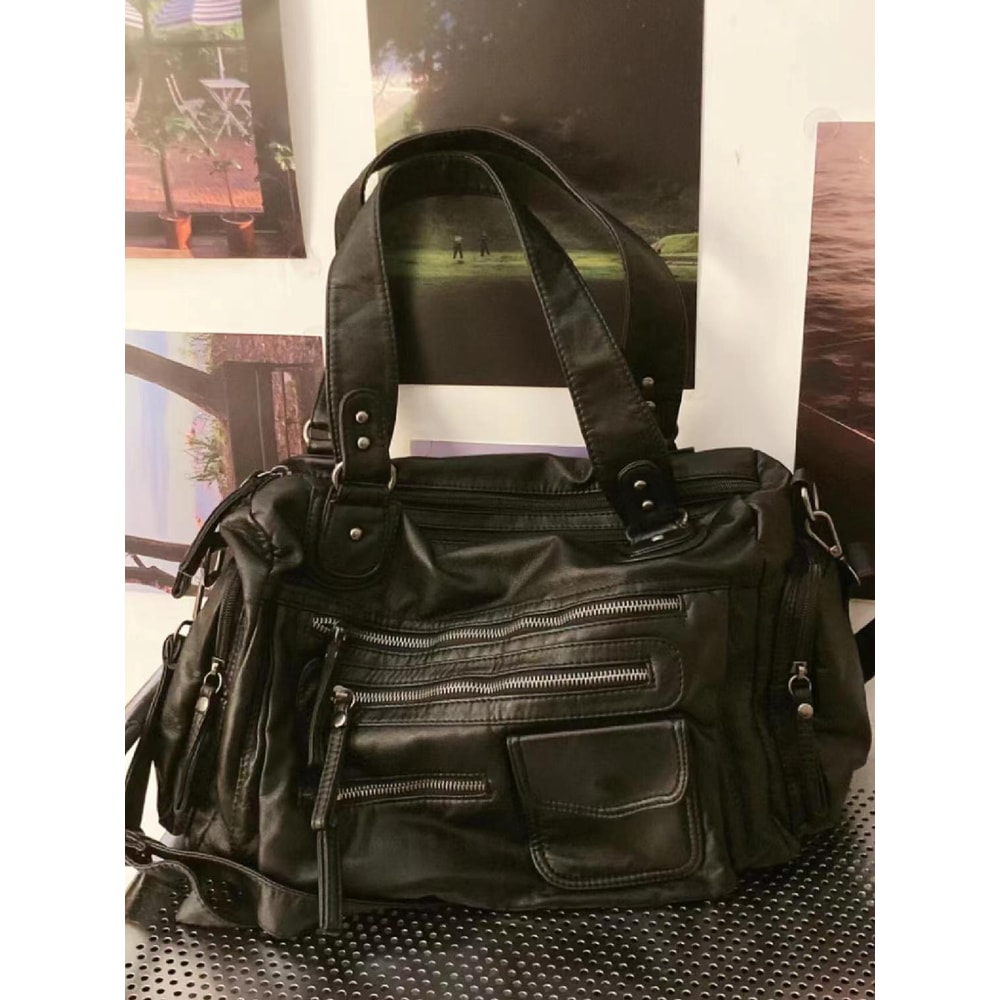 Vintage Black Shoulder Bag Chic Harajuku Crossbody Purse For Women 0