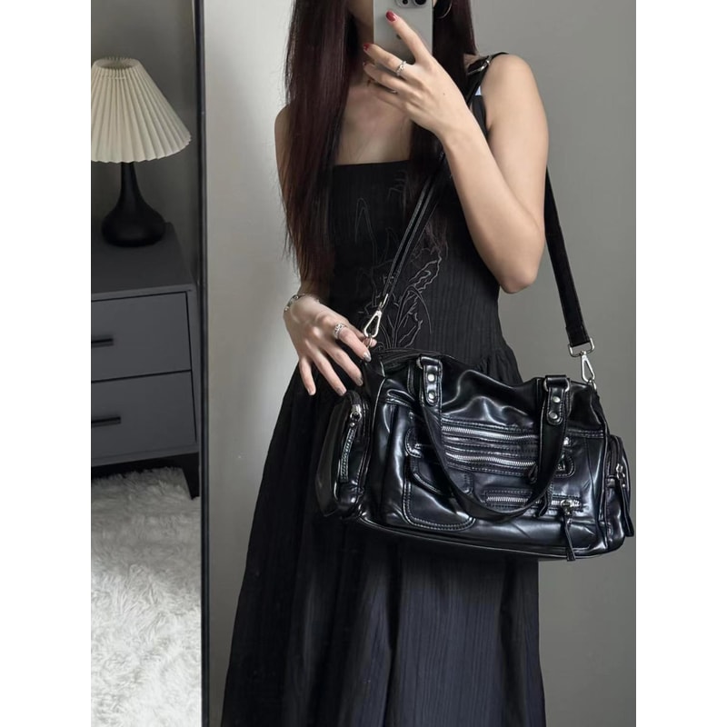 Vintage Black Shoulder Bag Chic Harajuku Crossbody Purse For Women 5