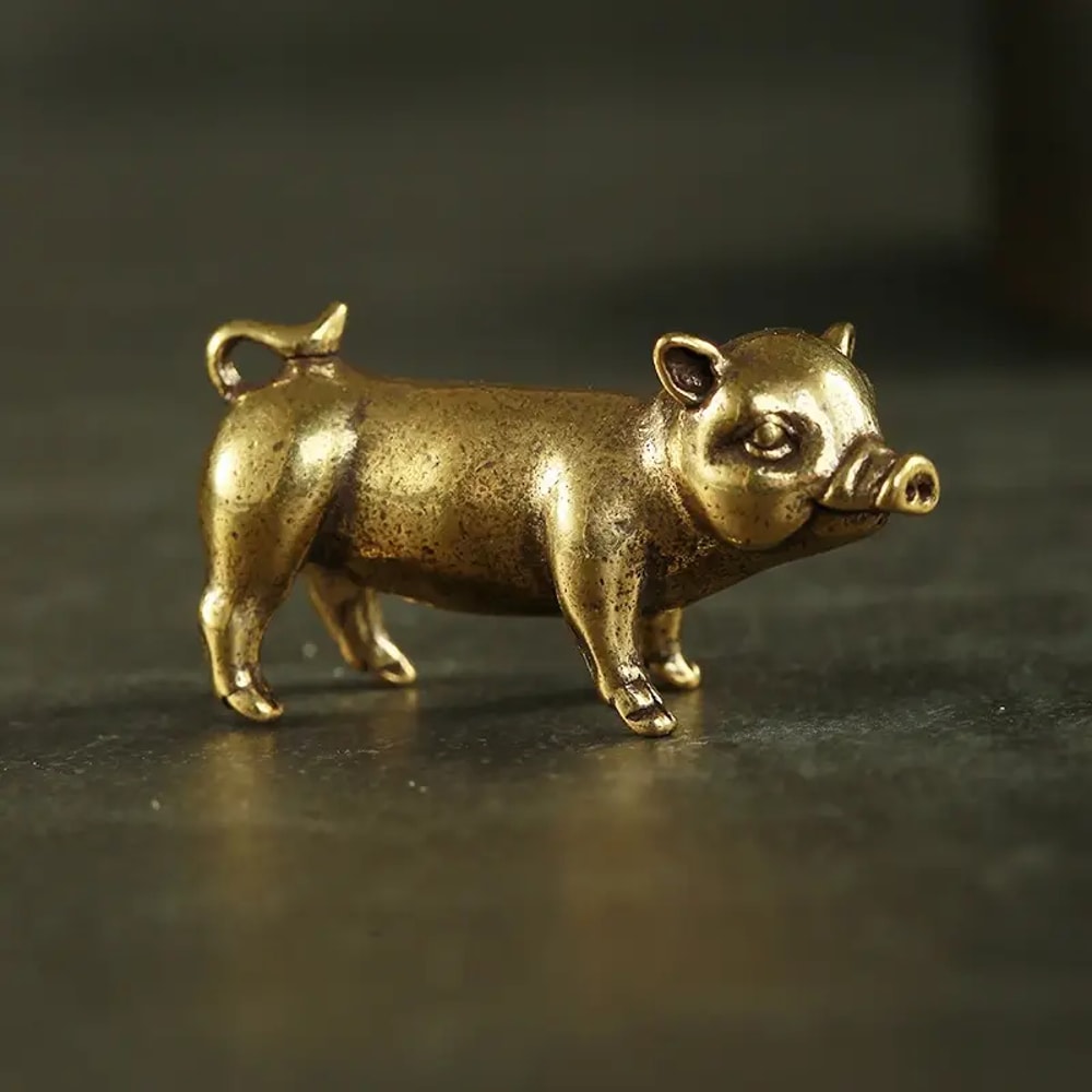 Lucky Brass Pig Figurine Decorative Sculpture For Wealth And Home Decor 2
