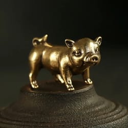 lucky brass pig figurine decorative sculpture for wealth and home decor