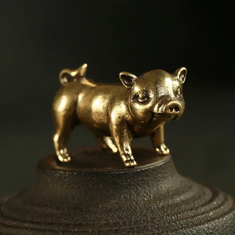 Lucky Brass Pig Figurine Decorative Sculpture For Wealth And Home Decor 0