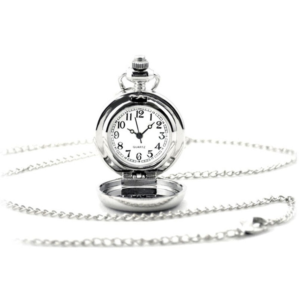 Vintage Lotus Blue Flower Pocket Watch Necklace For Women And Men Quartz Antique Silver Timepiece 0