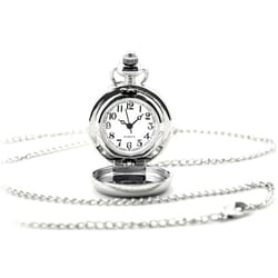vintage lotus blue flower pocket watch necklace for women and men quartz antique silver timepiece