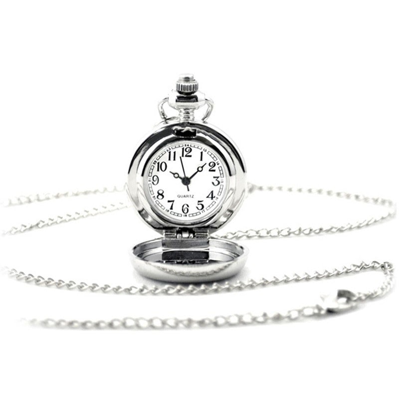 Vintage Lotus Blue Flower Pocket Watch Necklace For Women And Men Quartz Antique Silver Timepiece 0