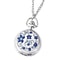 Vintage Lotus Blue Flower Pocket Watch Necklace For Women And Men Quartz Antique Silver Timepiece 6