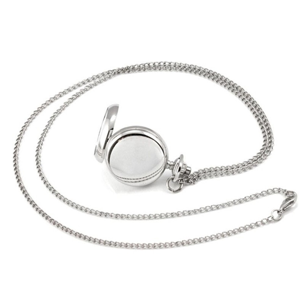 Vintage Lotus Blue Flower Pocket Watch Necklace For Women And Men Quartz Antique Silver Timepiece 5