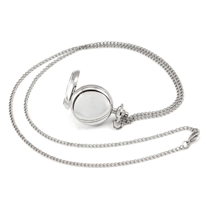 Vintage Lotus Blue Flower Pocket Watch Necklace For Women And Men Quartz Antique Silver Timepiece 5