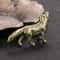 Mini Brass Fox Statue Vintage Desk Decor Animal Figurine Gift